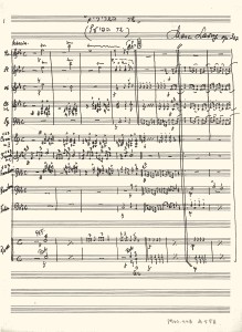 כתב היד המקורי של מרק לברי של שיר השרירים לתזמורת כלי נשיפה